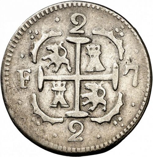 2 Reales Reverse Image minted in SPAIN in 1818BS (1810-22  -  FERNANDO VII - Independence War)  - The Coin Database