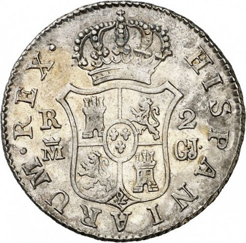 2 Reales Reverse Image minted in SPAIN in 1819GJ (1808-33  -  FERNANDO VII)  - The Coin Database