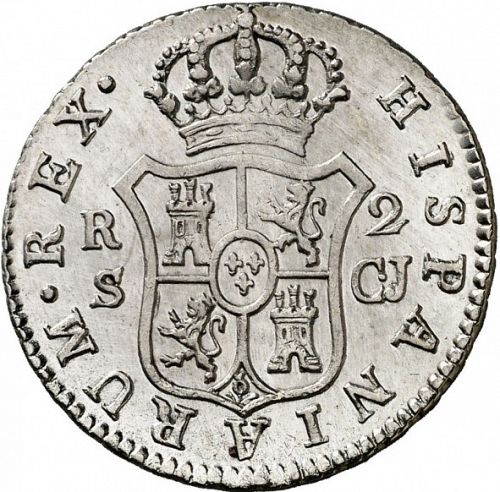 2 Reales Reverse Image minted in SPAIN in 1820CJ (1808-33  -  FERNANDO VII)  - The Coin Database