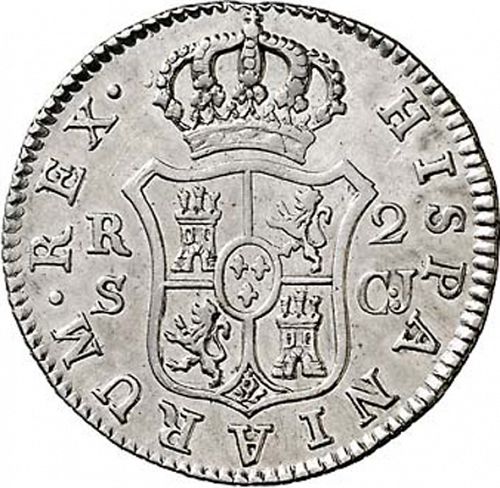 2 Reales Reverse Image minted in SPAIN in 1821CJ (1808-33  -  FERNANDO VII)  - The Coin Database