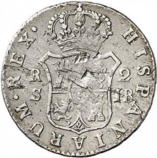 2 Reales Reverse Image minted in SPAIN in 1824JB (1808-33  -  FERNANDO VII)  - The Coin Database