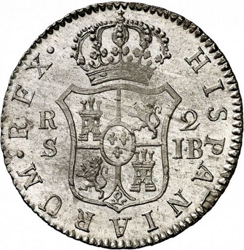 2 Reales Reverse Image minted in SPAIN in 1825JB (1808-33  -  FERNANDO VII)  - The Coin Database