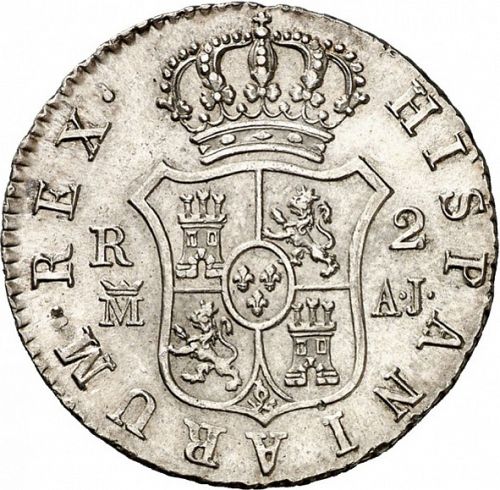 2 Reales Reverse Image minted in SPAIN in 1826AJ (1808-33  -  FERNANDO VII)  - The Coin Database