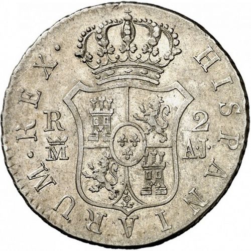 2 Reales Reverse Image minted in SPAIN in 1827AJ (1808-33  -  FERNANDO VII)  - The Coin Database