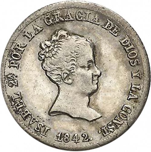 2 Reales Obverse Image minted in SPAIN in 1842CL (1833-48  -  ISABEL II)  - The Coin Database