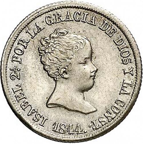 2 Reales Obverse Image minted in SPAIN in 1844CL (1833-48  -  ISABEL II)  - The Coin Database