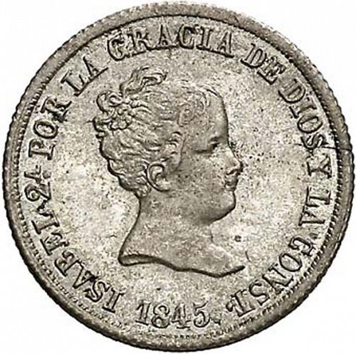 2 Reales Obverse Image minted in SPAIN in 1845CL (1833-48  -  ISABEL II)  - The Coin Database