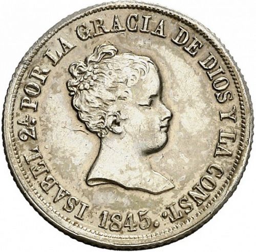 2 Reales Obverse Image minted in SPAIN in 1845RD (1833-48  -  ISABEL II)  - The Coin Database