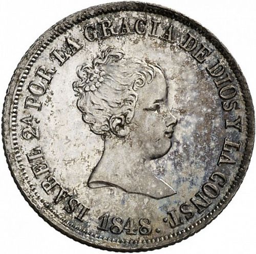 2 Reales Obverse Image minted in SPAIN in 1848CL (1833-48  -  ISABEL II)  - The Coin Database