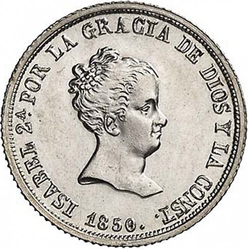 2 Reales Obverse Image minted in SPAIN in 1850RD (1833-48  -  ISABEL II)  - The Coin Database