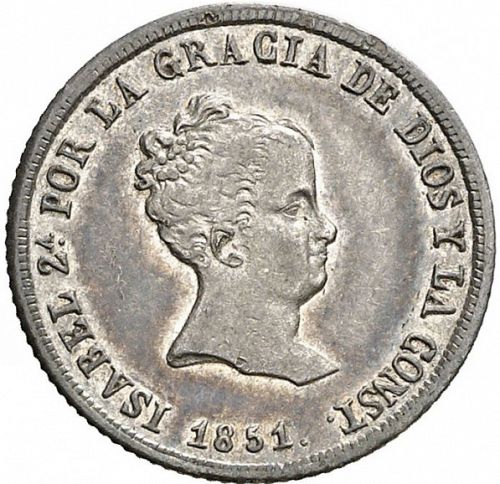 2 Reales Obverse Image minted in SPAIN in 1851RD (1833-48  -  ISABEL II)  - The Coin Database