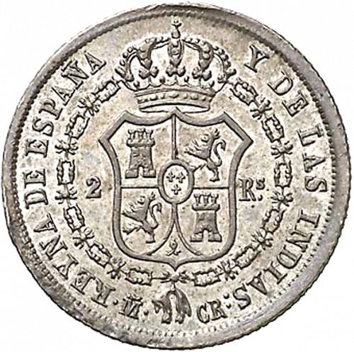 2 Reales Reverse Image minted in SPAIN in 1836CR (1833-48  -  ISABEL II)  - The Coin Database