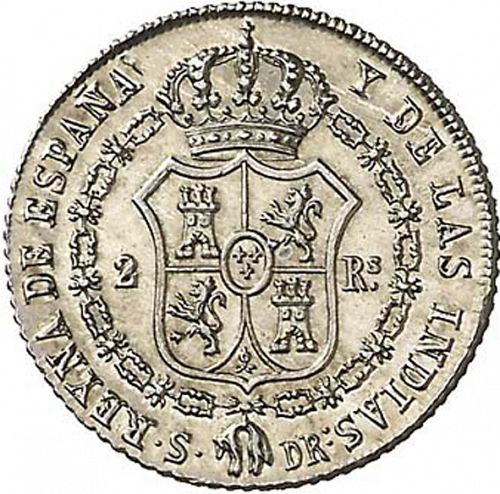 2 Reales Reverse Image minted in SPAIN in 1836DR (1833-48  -  ISABEL II)  - The Coin Database