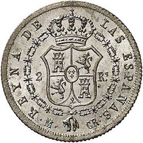 2 Reales Reverse Image minted in SPAIN in 1837CR (1833-48  -  ISABEL II)  - The Coin Database