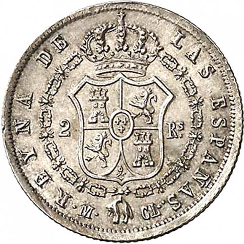 2 Reales Reverse Image minted in SPAIN in 1839CL (1833-48  -  ISABEL II)  - The Coin Database
