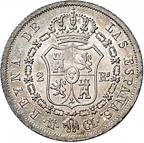 2 Reales Reverse Image minted in SPAIN in 1845CL (1833-48  -  ISABEL II)  - The Coin Database