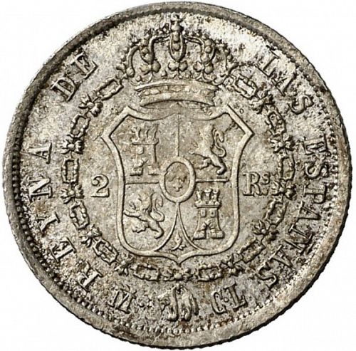 2 Reales Reverse Image minted in SPAIN in 1847CL (1833-48  -  ISABEL II)  - The Coin Database