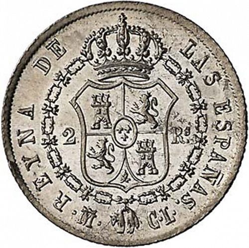 2 Reales Reverse Image minted in SPAIN in 1849CL (1833-48  -  ISABEL II)  - The Coin Database
