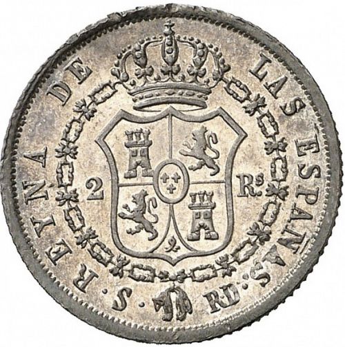 2 Reales Reverse Image minted in SPAIN in 1851RD (1833-48  -  ISABEL II)  - The Coin Database
