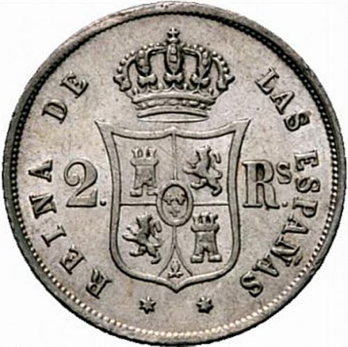 2 Reales Reverse Image minted in SPAIN in 1852 (1849-64  -  ISABEL II - Decimal Coinage)  - The Coin Database