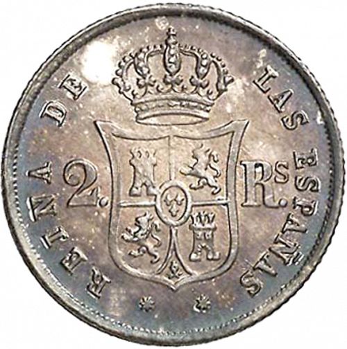 2 Reales Reverse Image minted in SPAIN in 1852 (1849-64  -  ISABEL II - Decimal Coinage)  - The Coin Database