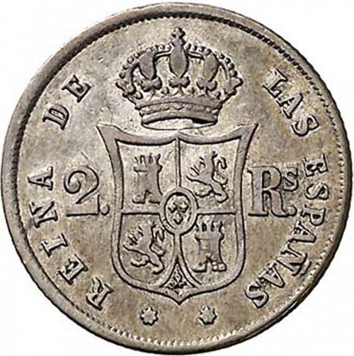 2 Reales Reverse Image minted in SPAIN in 1858 (1849-64  -  ISABEL II - Decimal Coinage)  - The Coin Database