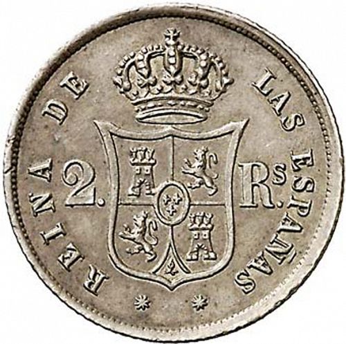 2 Reales Reverse Image minted in SPAIN in 1860 (1849-64  -  ISABEL II - Decimal Coinage)  - The Coin Database