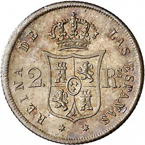 2 Reales Reverse Image minted in SPAIN in 1860 (1849-64  -  ISABEL II - Decimal Coinage)  - The Coin Database