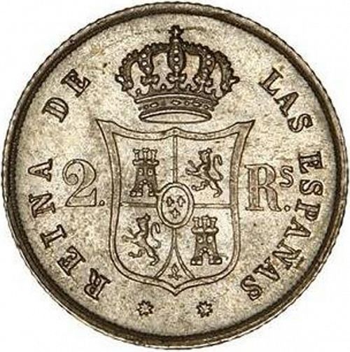 2 Reales Reverse Image minted in SPAIN in 1861 (1849-64  -  ISABEL II - Decimal Coinage)  - The Coin Database