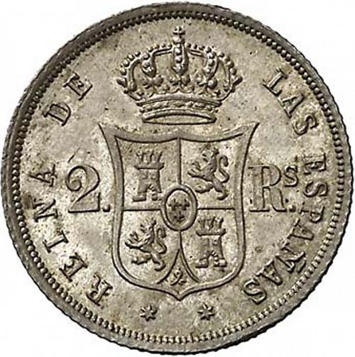 2 Reales Reverse Image minted in SPAIN in 1861 (1849-64  -  ISABEL II - Decimal Coinage)  - The Coin Database