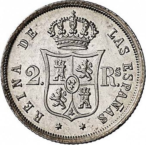 2 Reales Reverse Image minted in SPAIN in 1864 (1849-64  -  ISABEL II - Decimal Coinage)  - The Coin Database
