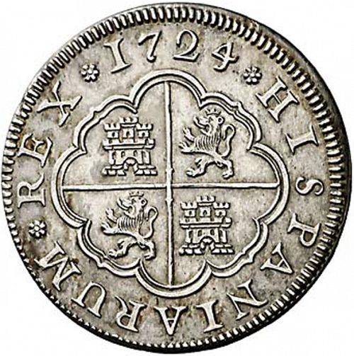 2 Reales Reverse Image minted in SPAIN in 1724F (1724  -  LUIS I)  - The Coin Database