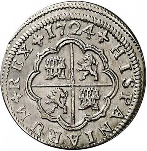 2 Reales Reverse Image minted in SPAIN in 1724J (1724  -  LUIS I)  - The Coin Database