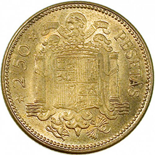 2,50 Pesetas Reverse Image minted in SPAIN in 1953 / 54 (1936-75  -  NATIONALIST GOVERMENT)  - The Coin Database