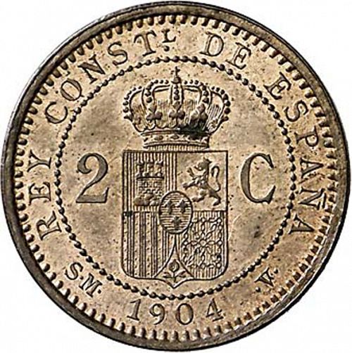 2 Céntimos Reverse Image minted in SPAIN in 1904 / 04 (1886-31  -  ALFONSO XIII)  - The Coin Database