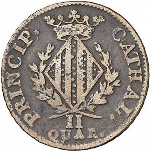 2 Cuartos Reverse Image minted in SPAIN in 1814 (1808-33  -  FERNANDO VII - Local coinage)  - The Coin Database