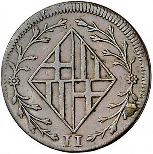 2 Cuartos Obverse Image minted in SPAIN in 1809 (1808-13  -  JOSE NAPOLEON - Barcelona)  - The Coin Database