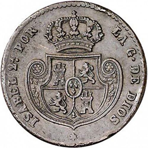Doble Décima Real Reverse Image minted in SPAIN in 1853 (1849-64  -  ISABEL II - Decimal Coinage)  - The Coin Database