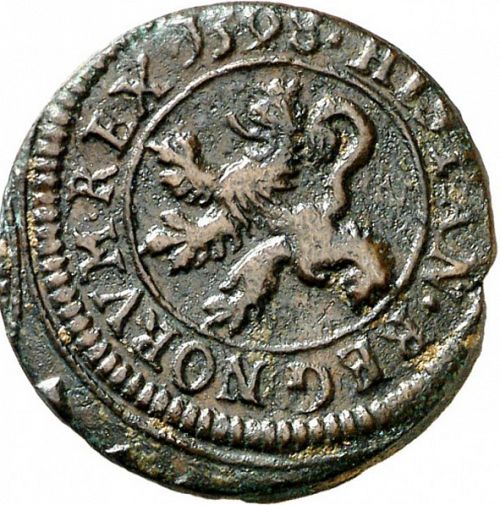 2 Maravedíes Reverse Image minted in SPAIN in 1598 (1556-98  -  FELIPE II)  - The Coin Database