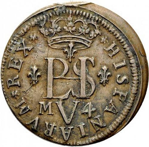 2 Maravedies Obverse Image minted in SPAIN in 1710 (1700-46  -  FELIPE V)  - The Coin Database