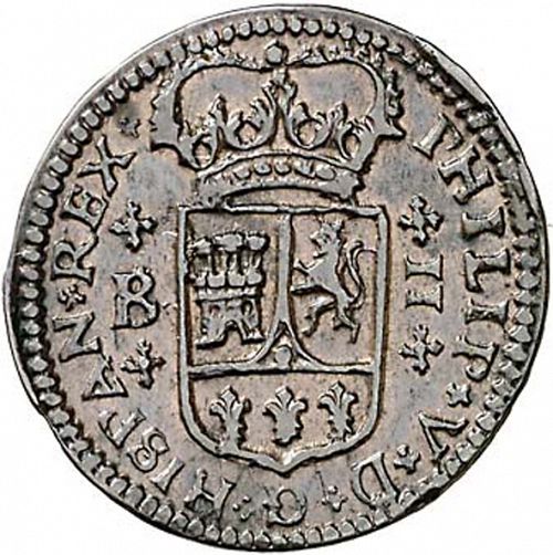 2 Maravedies Obverse Image minted in SPAIN in 1720 (1700-46  -  FELIPE V)  - The Coin Database