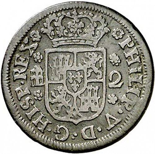2 Maravedies Obverse Image minted in SPAIN in 1744 (1700-46  -  FELIPE V)  - The Coin Database
