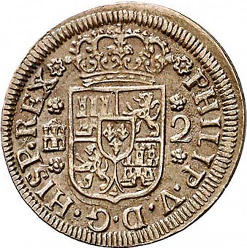 2 Maravedies Obverse Image minted in SPAIN in 1745 (1700-46  -  FELIPE V)  - The Coin Database