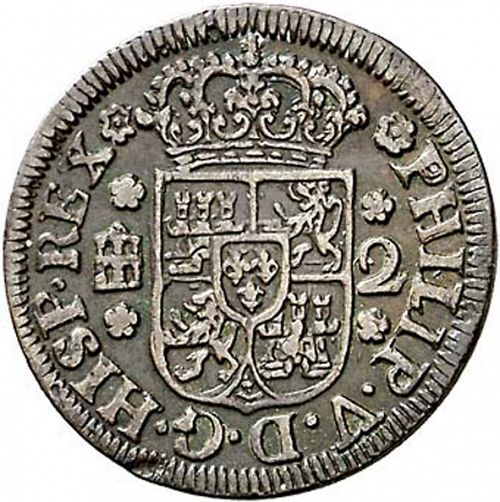 2 Maravedies Obverse Image minted in SPAIN in 1746 (1700-46  -  FELIPE V)  - The Coin Database