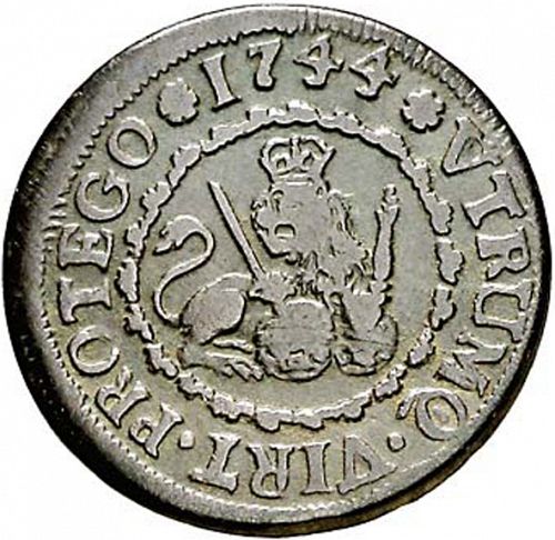 2 Maravedies Reverse Image minted in SPAIN in 1744 (1700-46  -  FELIPE V)  - The Coin Database