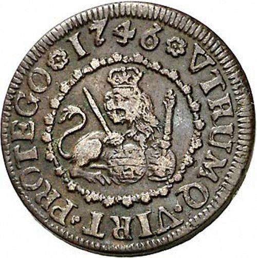 2 Maravedies Reverse Image minted in SPAIN in 1746 (1700-46  -  FELIPE V)  - The Coin Database