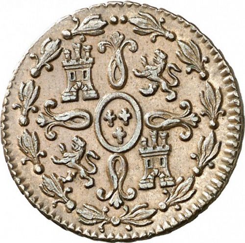 2 Maravedies Reverse Image minted in SPAIN in 1824 (1808-33  -  FERNANDO VII)  - The Coin Database