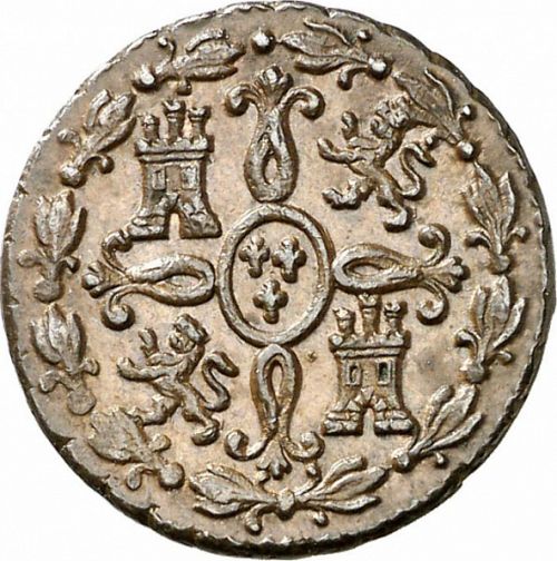 2 Maravedies Reverse Image minted in SPAIN in 1825 (1808-33  -  FERNANDO VII)  - The Coin Database