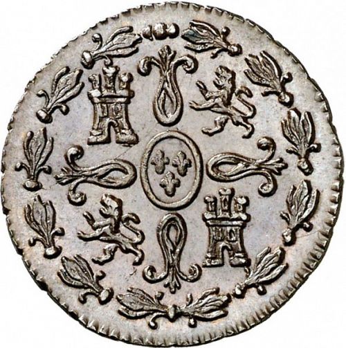 2 Maravedies Reverse Image minted in SPAIN in 1827 (1808-33  -  FERNANDO VII)  - The Coin Database