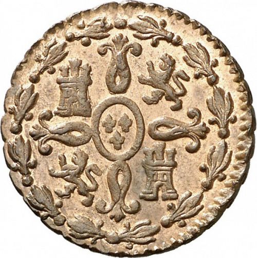 2 Maravedies Reverse Image minted in SPAIN in 1828 (1808-33  -  FERNANDO VII)  - The Coin Database
